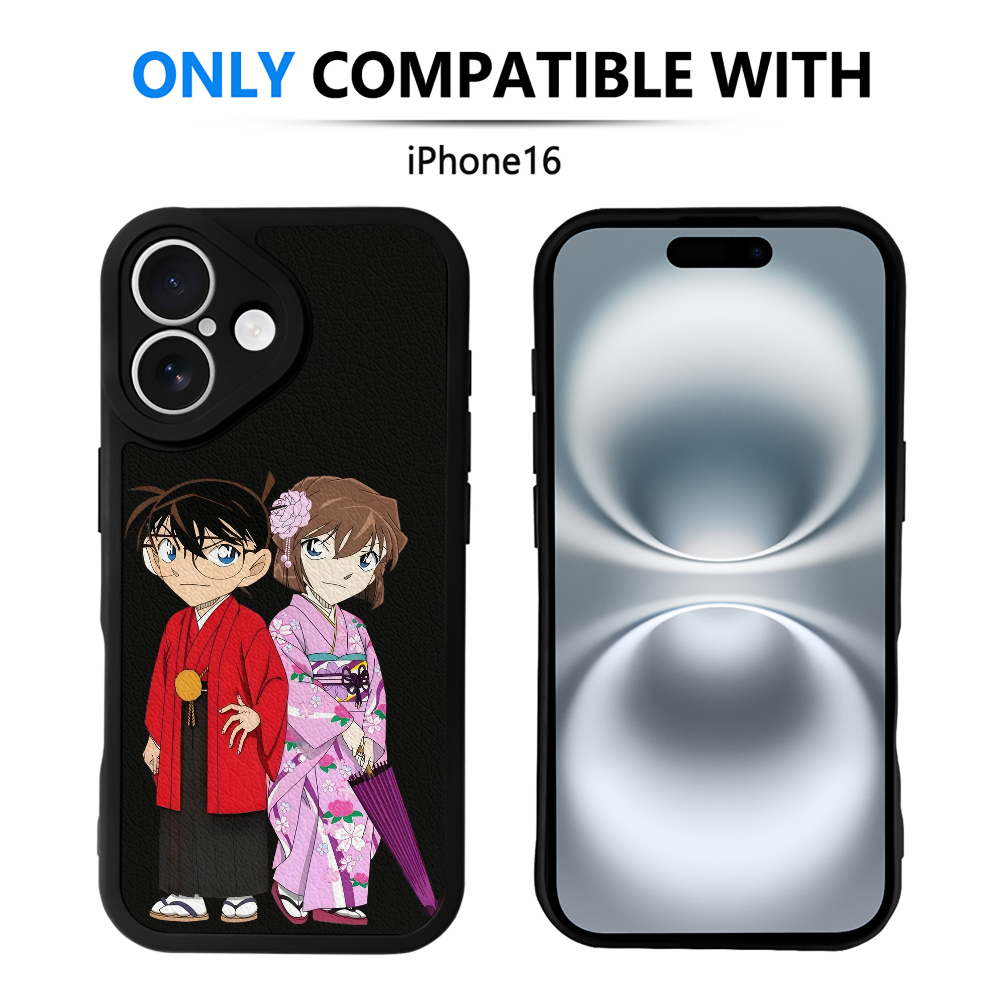 （画像用） 名探偵コナン 江戸川 コナン Detective Conan Conan Edogawa 【iPhone 16シリーズ対応】シリコンスマホケース（レザー調） 材質：シリコン